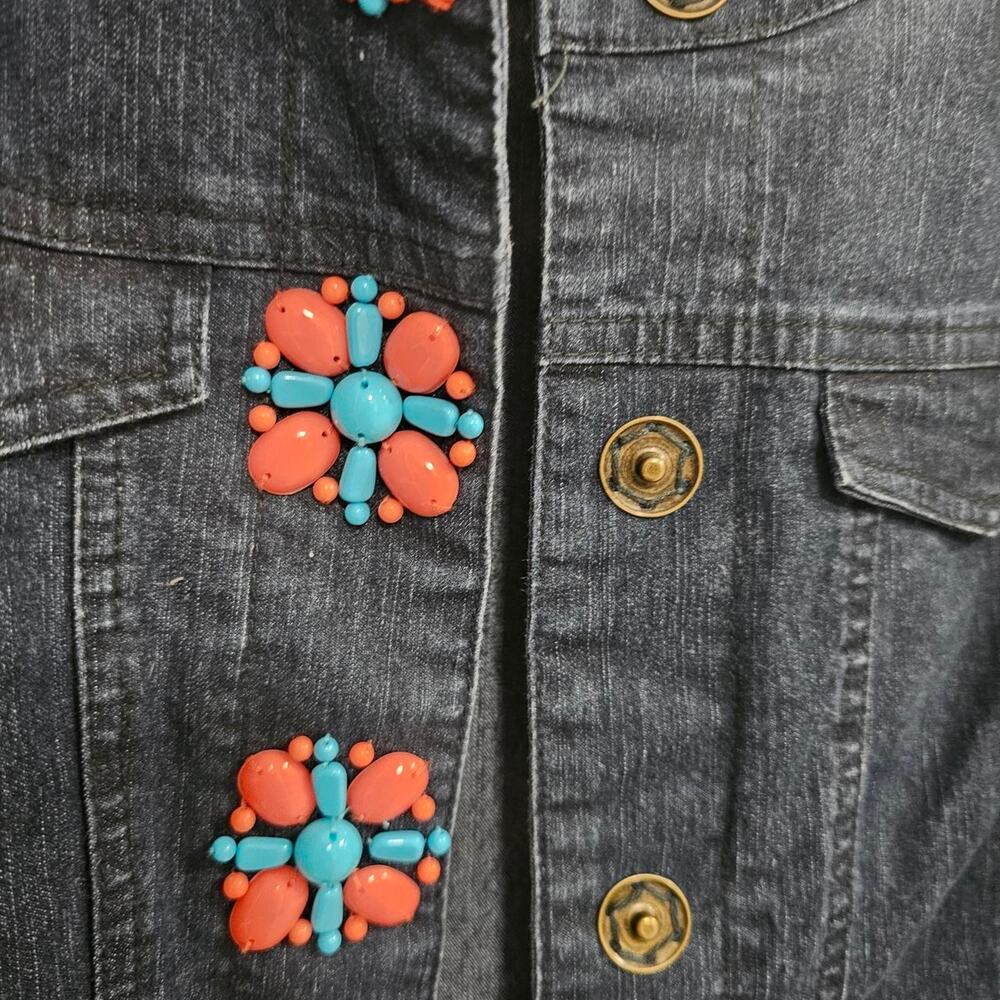 Ruby Rd. Embellished Denim Jacket – Size 6P / Medium - Picture 3 of 5